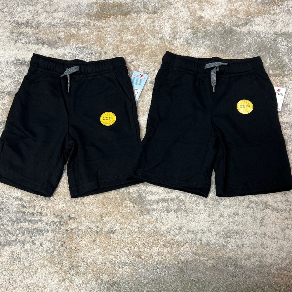 Boys 2pack Cat & Jack black drawstring shorts with pockets NEW! XS (4/5)